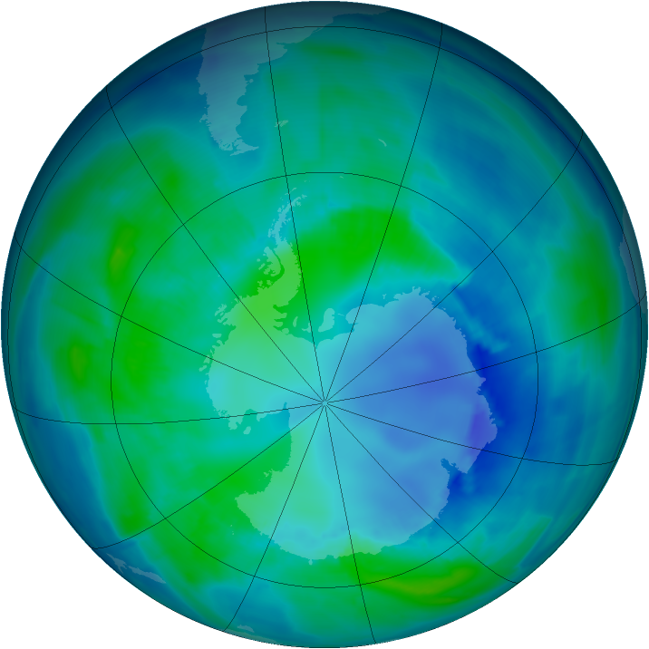 Antarctic ozone map for 19 April 2009